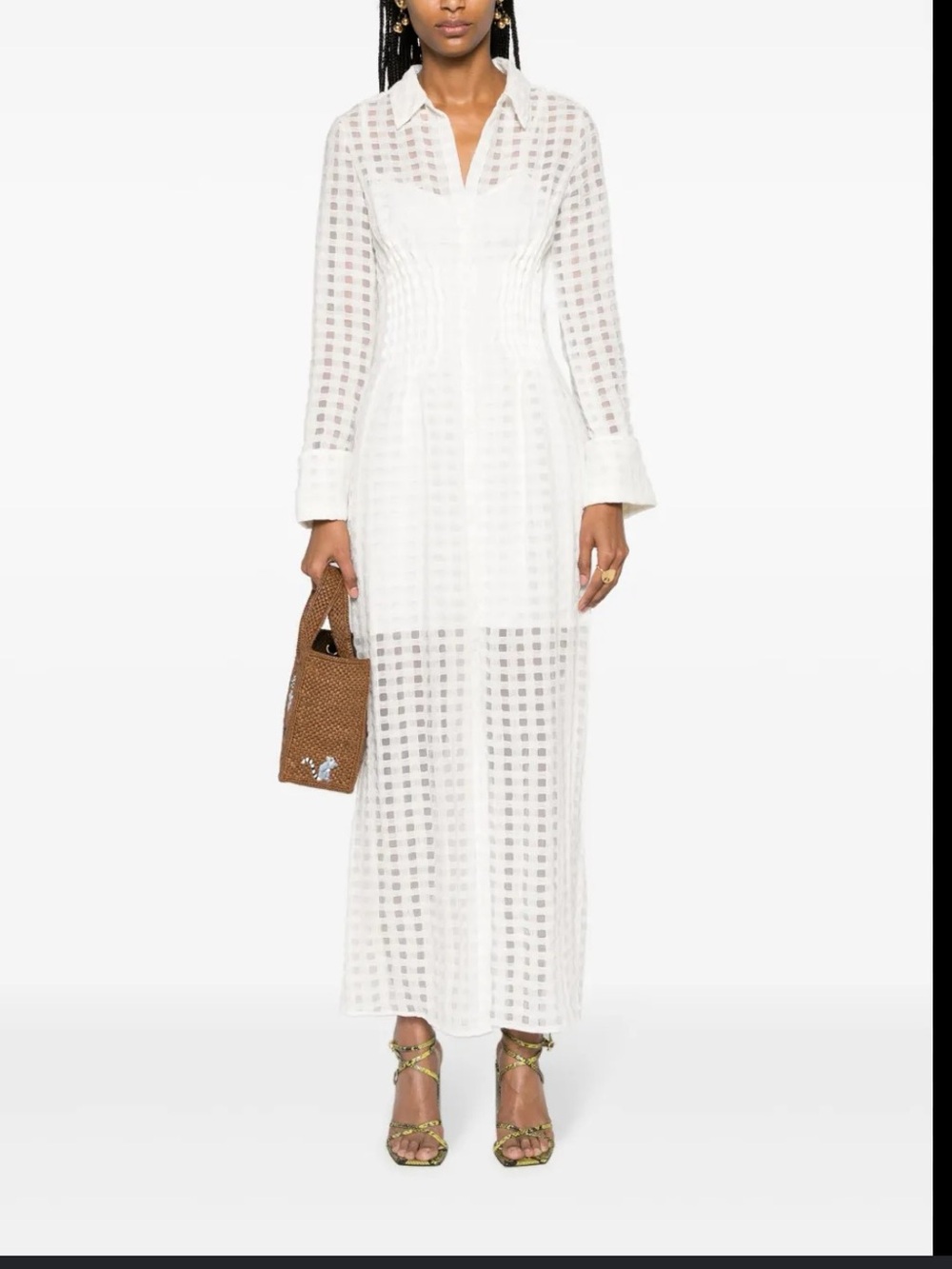 White Checked Sheer Summer Graduation Dress